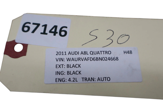 11-18 Audi A8 Quattro Front Left Driver Side Interior Door Panel Black Suede Oem