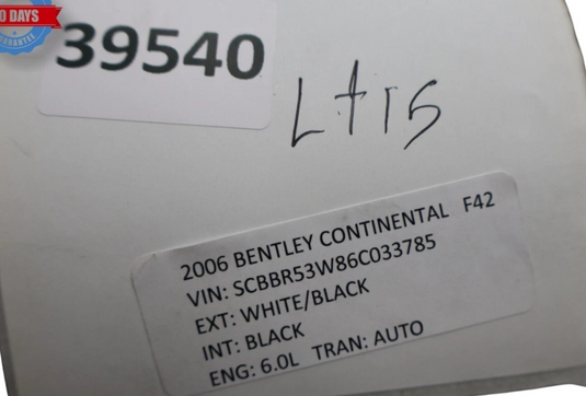 03-10 Bentley Continental GT Coupe Rear Trunk Upper Liner Carpet Trim Panel Oem