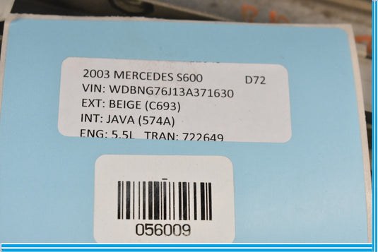 00-06 Mercedes S500 S600 Rear Right Passenger Door Molding Trim Panel Cover Oem
