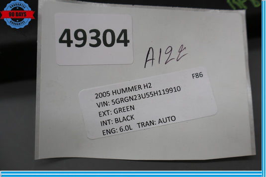 05-07 Hummer H2 Front Right Passenger Side Seat Belt Seatbelt Buckle Oem