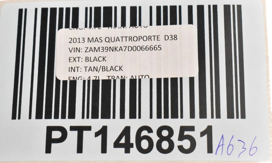 03-13 Maserati Quattroporte Front Right Side Interior Trim A Pillar Suede Oem