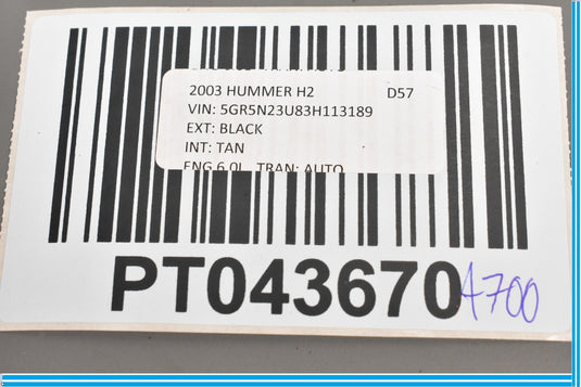 03-07 HUMMER H2 Rear Right Upper Tail Light Lamp Vent Cover Guard Trim Oem