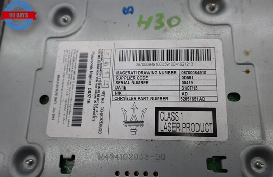 14-17 Maserati Ghibli M157 Quattroporte M156 Head Unit FM CD Audio 670008491 Oem