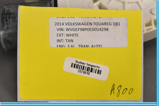 11-18 Volkswagen VW Touareg Rear Left Driver Door Window Regulator Motor Oem