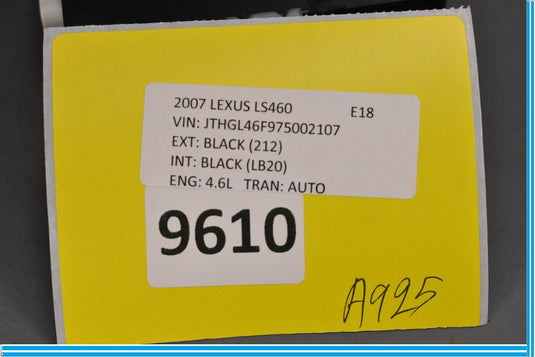 07-09 Lexus LS460 Rear Left Side Seat Mounted Position Control Module Oem