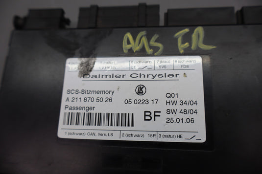 03-12 Mercedes W219 CLS550 E320 ML500 E350 Right Side Seat Control Module Oem