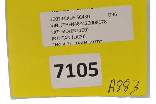 02-10 Lexus Z40 SC430 Rear Right Passenger Side Seat Belt Seatbelt Retractor Oem