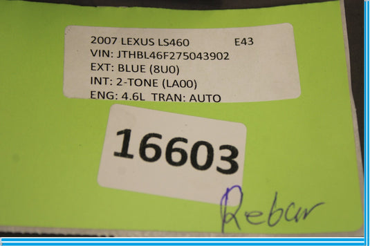 07-12 Lexus LS460 Front Left Driver Side Bumper Reinforcement Bracket Bar Oem