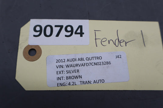 11-18 Audi A8 A8l Quattro Front Right Passenger Side Fender Shell 4H0821106B Oem