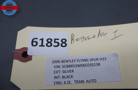 06-13 Bentley Continental Flying Spur Rear Right Side Door Window Regulator Oem