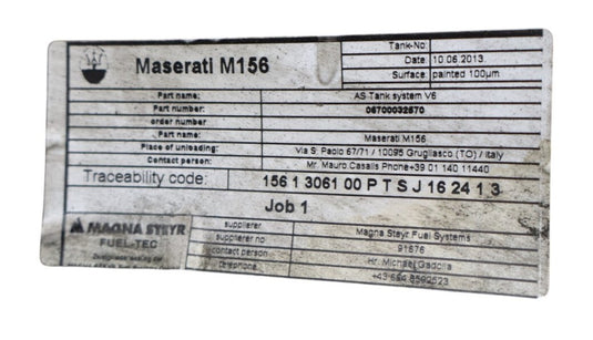 14-17 Maserati Ghibli M157 Fuel Gas Tank Reservoir Assembly 06700032670 Oem
