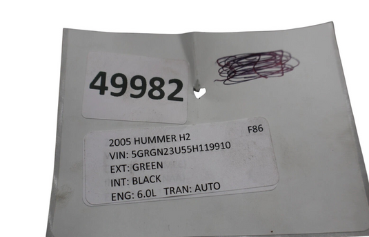 05-07 Hummer H2 Rear Left Side Interior Door Trim Cover Panel Black 10358813 Oem