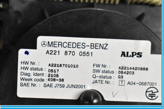 07-09 Mercedes W221 CL550 S550 Center Console Multi Function Switch A2218701010