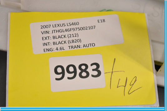 07-12 Lexus LS460 Rear Right C Pillar Speaker Upper Cover Trim Ivory Oem
