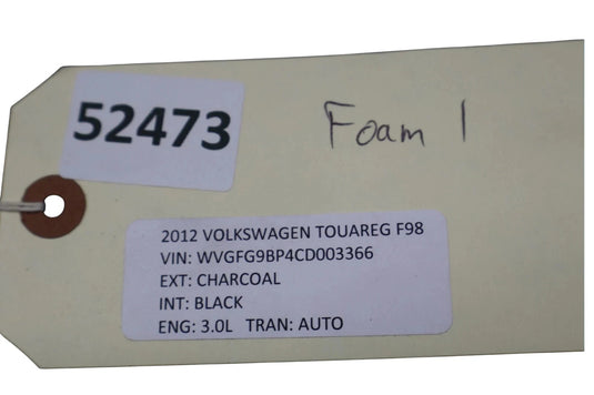 11-17 Volkswagen Touareg Rear Bumper Impact Absorber Foam 7P6807256 Oem