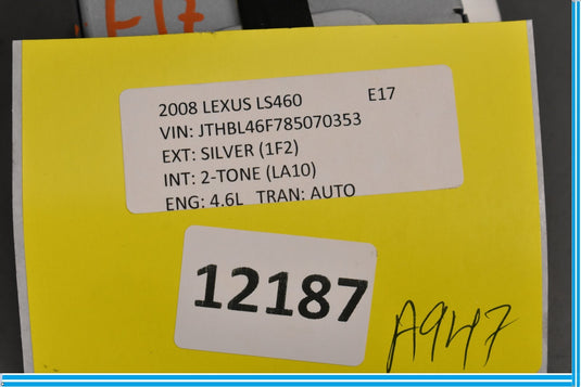 07-10 Lexus LS460 TPMS Tire Pressure Monitor Receiver Module Unit Oem