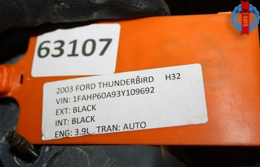 02-05 Ford Thunderbird 3.9L V8 Front Hood Cover Panel Assembly Black Oem