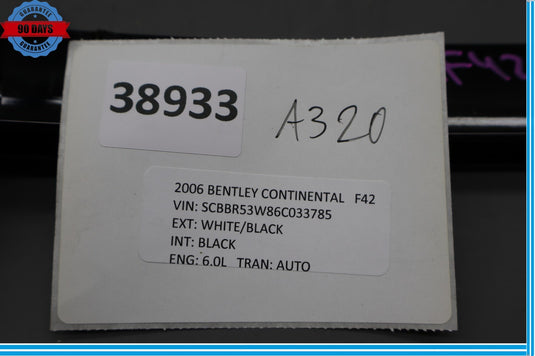 06-12 Bentley Continental Rear Right Side Window Rail Guide Trim Oem