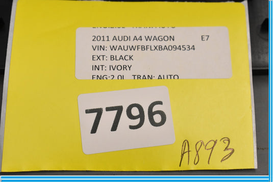09-17 Audi A4 Wagon Rear Center Console Trim Blank Cover Panel Black Oem