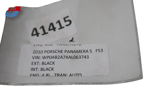 10-13 Porsche Panamera 970 Turbo Front Left Driver Side Fender Penal Black OEM