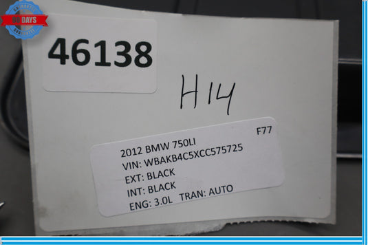 09-15 BMW 750i 750Li Rear Right Side Trunk Compartment Cover Trim Panel Oem
