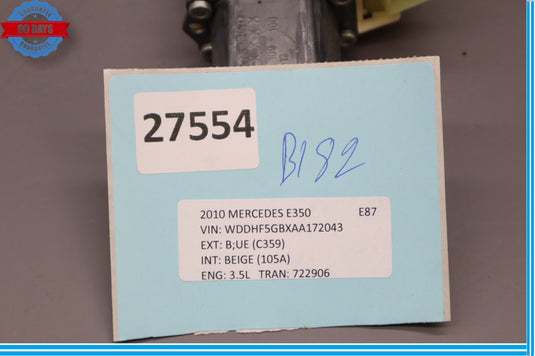 08-16 Mercedes W204 C250 E350 Rear Left Driver Door Window Regulator Oem