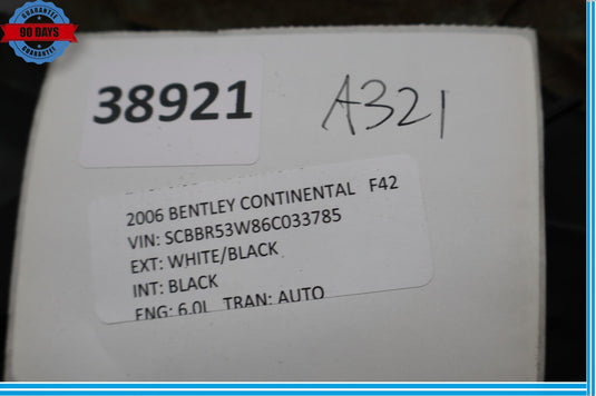 06-12 Bentley Continental Flying Spur Rear Right Side C-Pillar Cover Trim Oem