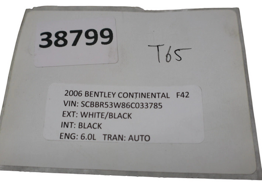 06-12 Bentley Continental Left Side B Pillar Cover Trim Black 3W5819727C Oem