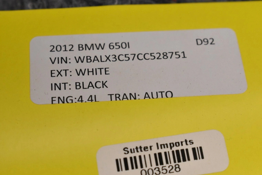 12-18 BMW F12 650i 640i Rear Backrest Top Upper Seat Cushion 52207266504 Oem
