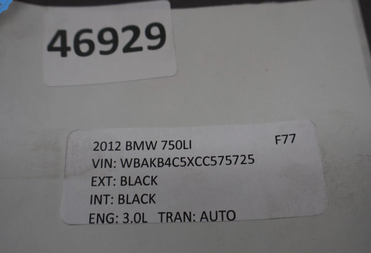 09-15 BMW 740i 750i F01 Front Left Driver Side Fender Panel Cover Black Oem