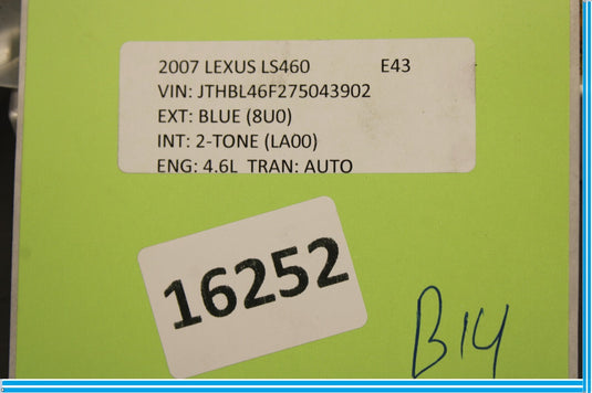 07-09 Lexus LS460 Rear Left Driver Seat Climate Control Module Oem