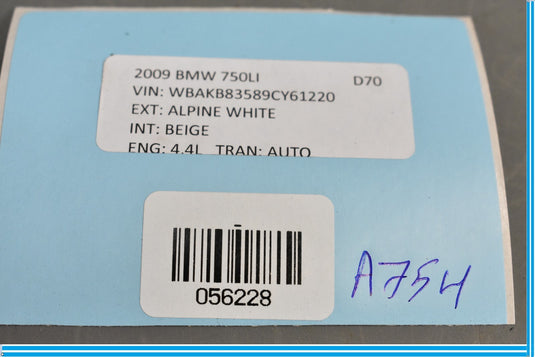 09-15 BMW F01 F02 750i 750Li Front Right Seat Memory Control Switch 9163109 Oem