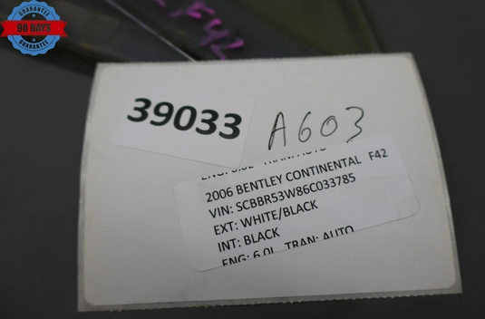 03-10 Bentley Continental GT Front Left Side Door Vent Auto Window Glass Oem