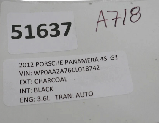 10-16 Porsche Panamera 970 Rear Left Side Trunk Lid Shock Lift Support Strut Oem
