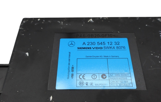 03-06 Mercedes W215 CL500 SL500 Keyless Go Entry Control Module A2305451232 Oem