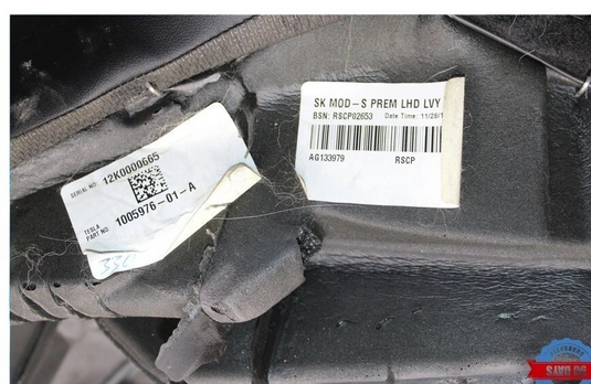 12-20 Tesla Model S Rear Lower Bottom Seat Cushion Leather Black 102607601 Oem