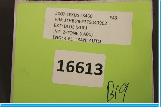 07-12 Lexus LS460 Rear Trunk Lid Open Fuel Door Switch Trim Panel Oem
