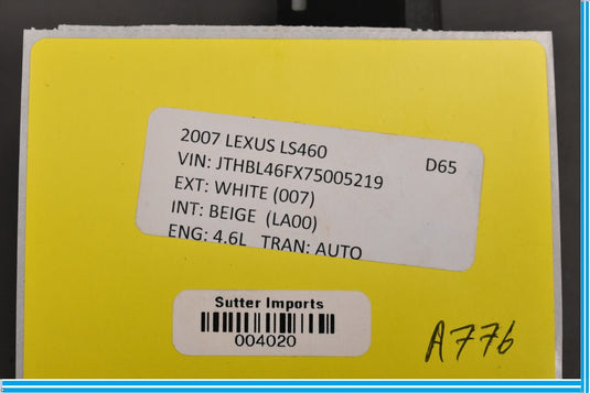 07-12 Lexus LS460 Front Left Driver Seat Power Adjustment Memory Switch Oem