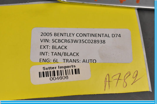 03-11 Bentley Continental Front Right Passenger Seat Backrest Release Lever Oem
