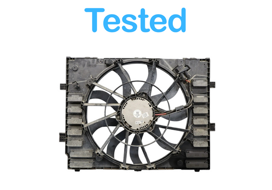 11-17 Volkswagen VW Touareg Radiator Cooling Fan Shroud And Motor 7P0121207A Oem