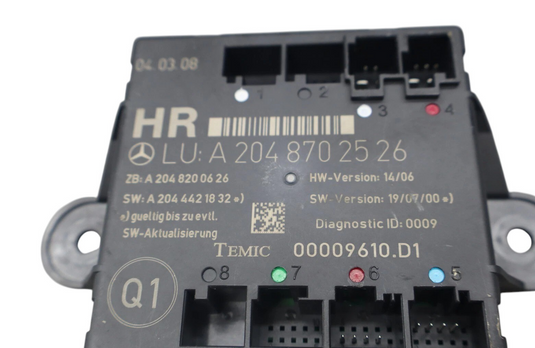 08-14 Mercedes C250 C300 C350 Rear Right Side Door Control Module 2048702526 OEM