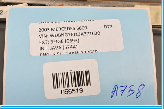 03-06 Mercedes S500 S600 W220 Rear Left Driver Door Trim Bezel Wood Oem