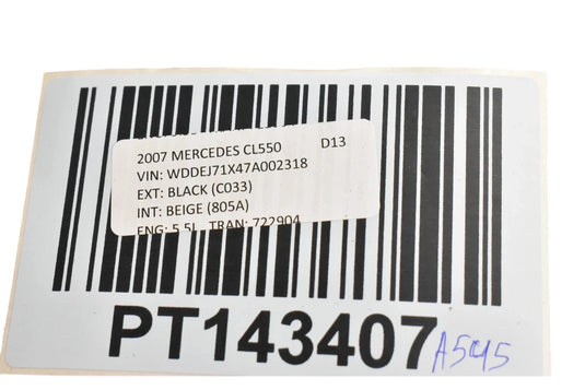 07-14 Mercedes CL550 CL600 Rear Right Passenger Side Seat Belt 2168601085 Oem