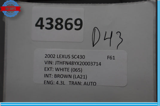 02-10 Lexus SC430 Headlight Head Light Lamp Control Module Unit ECU Oem