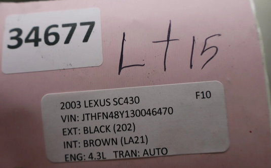 02-10 Lexus SC430 Convertible Top Roof Headliner Cover Trim Panel Oem