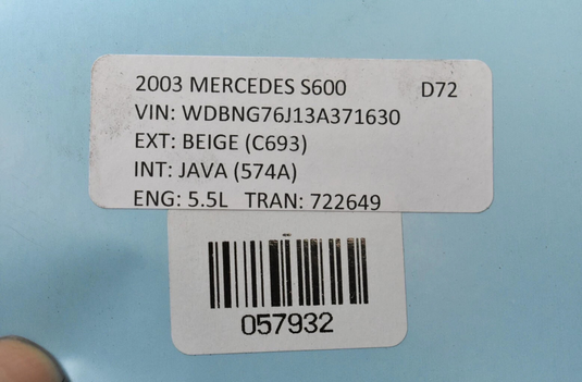 00-06 Mercedes S500 S600 Emergency Spare Tire Wheel Rim 245 / 45 18" 2204010402
