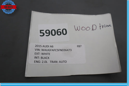 12-18 Audi A7 Quattro Front Right Passenger Side Wood Cover Trim Molding Oem