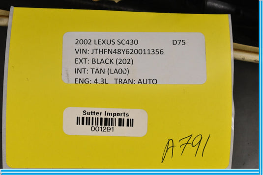 02-10 Lexus SC430 Left Driver Convertible Roof Side Rail Cover Trim Oem