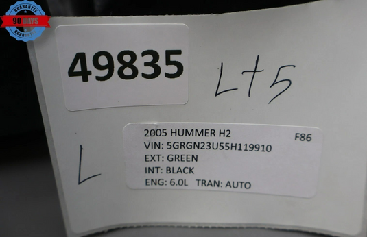 05-07 Hummer H2 Rear Left Driver Side Tail Light Stop Brake Lamp 21998861 Oem