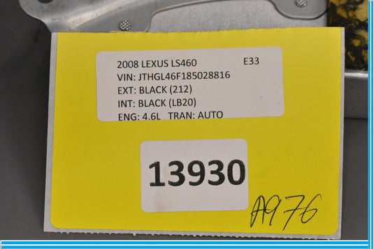 07-09 Lexus LS460 Rear Left Side Seat Climate Computer Control Module Oem